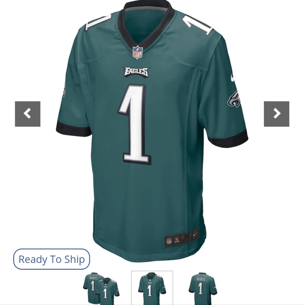 COPY - Men's Philadelphia Eagles Jalen Hurts Nike Midnight Green Player Jersey.